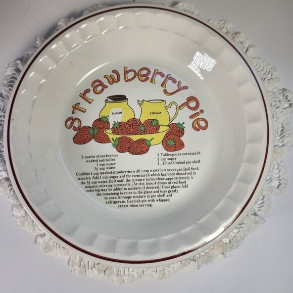 Manoir Collection Strawberry Pie Recipe Pie 10" Plate Stoneware made in Korea. - Picture 1 of 9